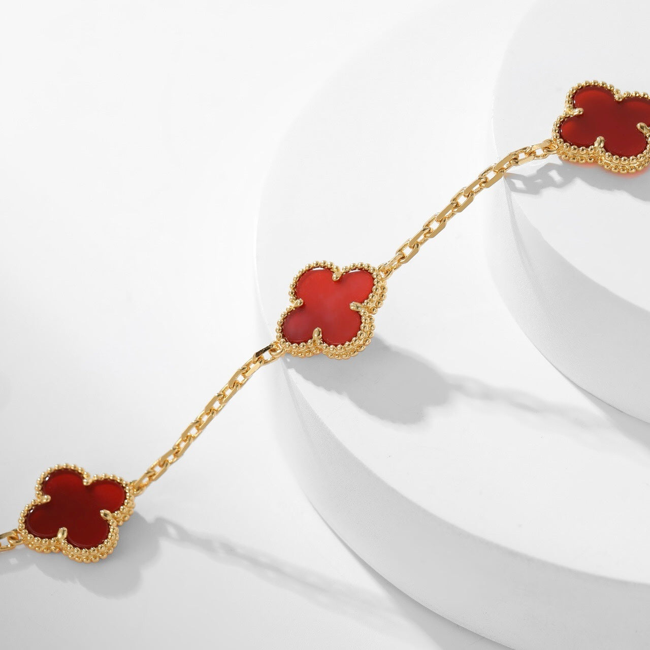 [Luxe]CLOVER 10 MOTIFS CARNELIAN NECKLACE