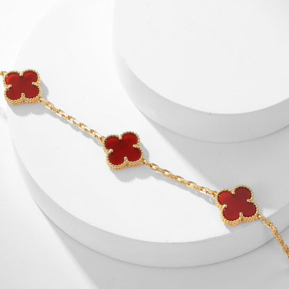 [Luxe]CLOVER 10 MOTIFS CARNELIAN NECKLACE