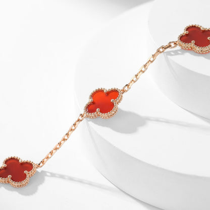 [Luxe]CLOVER 10 MOTIFS CARNELIAN NECKLACE