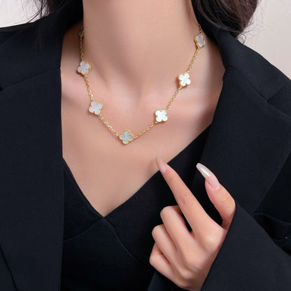 [Luxe]CLOVER 10 MOTIFS WHITE MOTHER OF PEARL NECKLACE