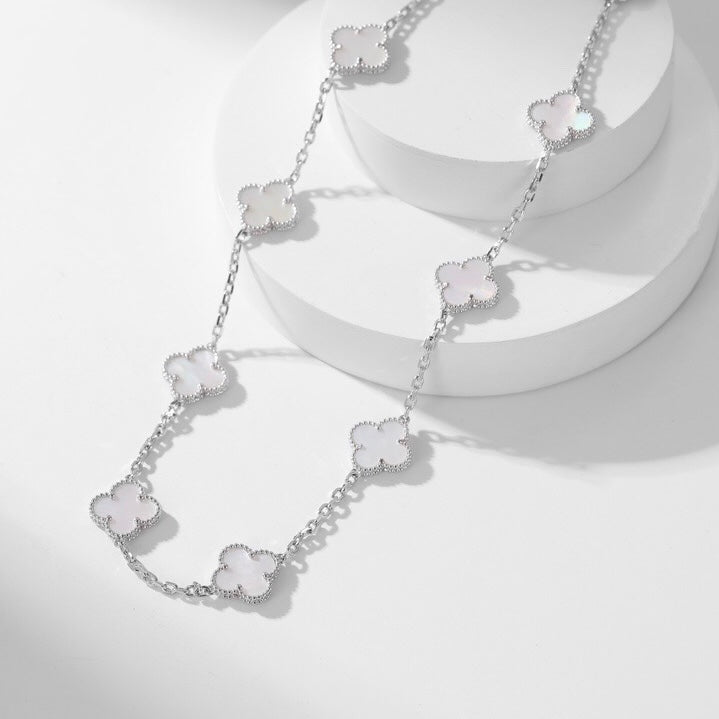 [Luxe]CLOVER 10 MOTIFS WHITE MOTHER OF PEARL NECKLACE