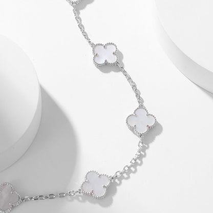 [Luxe]CLOVER 10 MOTIFS WHITE MOTHER OF PEARL NECKLACE