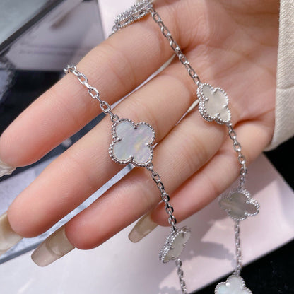 [Luxe]CLOVER 10 MOTIFS WHITE MOTHER OF PEARL NECKLACE