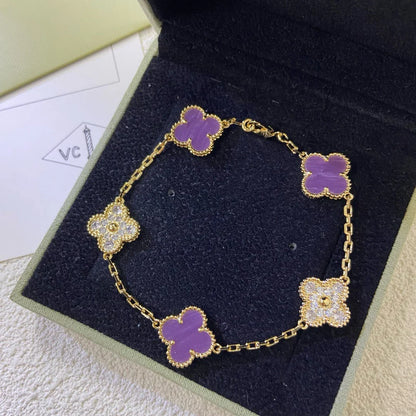 [LUXE] CLOVER 5 MOTIF VIOLET BRACELET COLLECTION