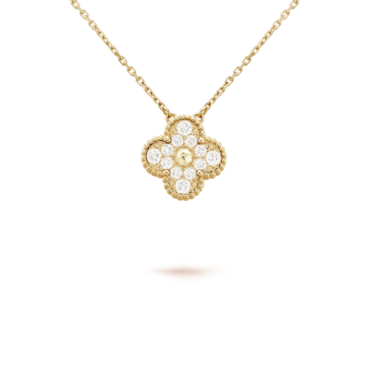 [Luxe]CLOVER 15MM DIAMOND SINGLE FLOWER NECKLACE