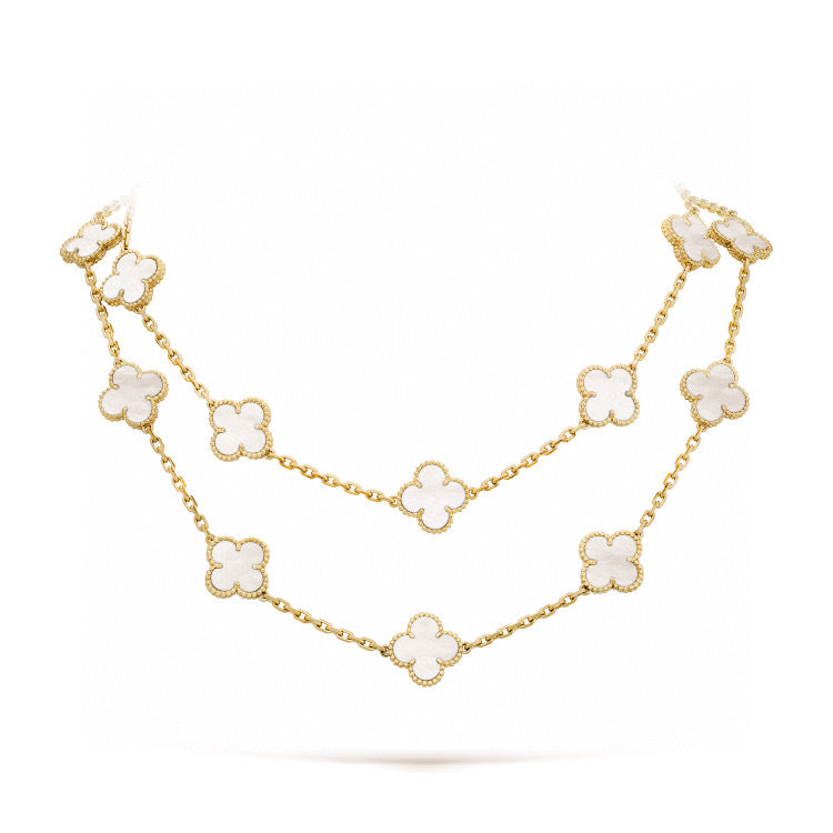 [Luxe]CLOVER 20 MOTIFS WHITE MOP NECKLACE