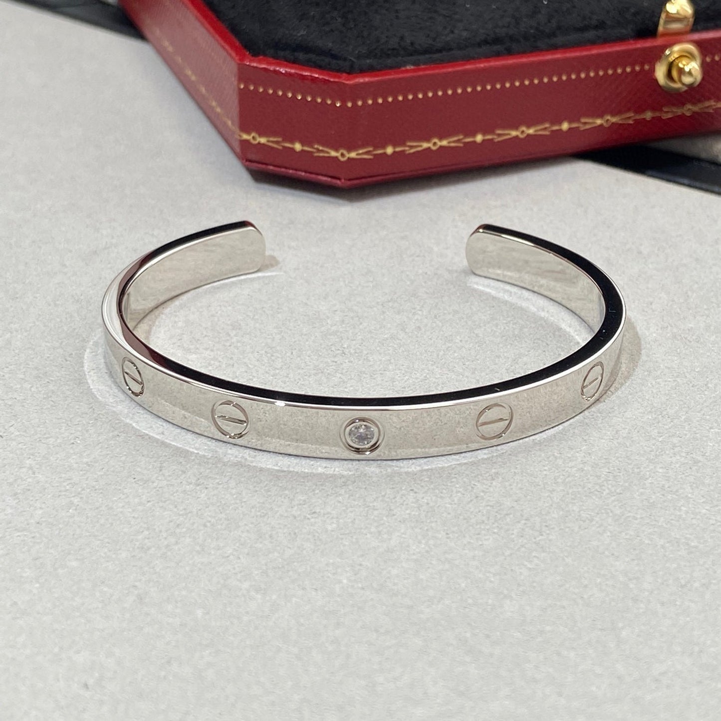 [Luxe]LOVE BRACELET 6.1MM 1 DIAMOND OPEN CUFF