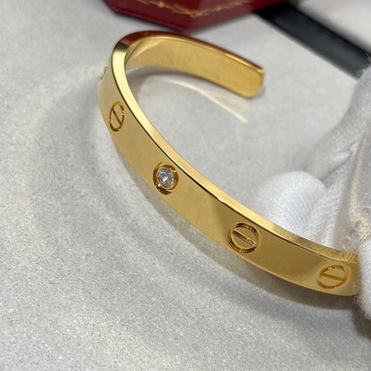 [Luxe Jewelry] LOVE BRACELET 6.1MM 1 DIAMOND OPEN CUFF