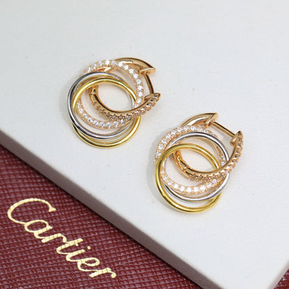 [Luxe Jewelry] TRINITY HALF DIAMOND  EARRINGS