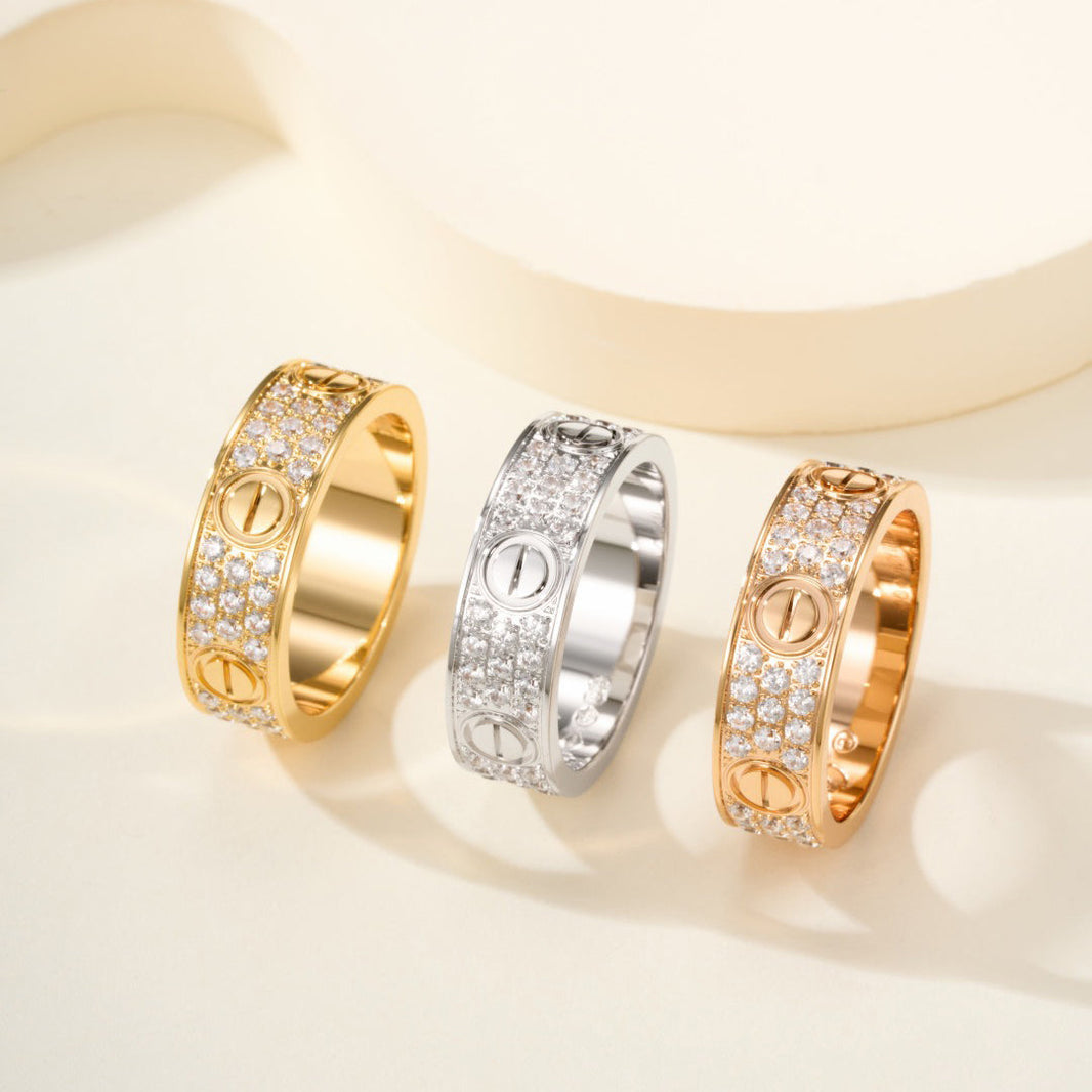 [Luxe Jewelry] LOVE RING 5.5MM DIAMONDS PAVED