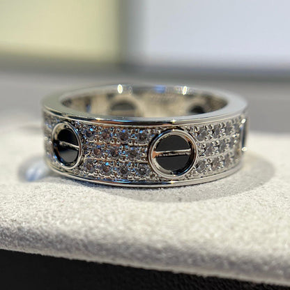[Luxe Jewelry] LOVE RING 5.5MM DIAMONDS PAVED CERAMIC