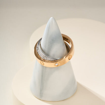 [Luxe Jewelry] LOVE PINK GOLD SILVER DIAMOND DOUBLE RING