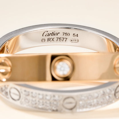 [Luxe Jewelry] LOVE PINK GOLD SILVER DIAMOND DOUBLE RING