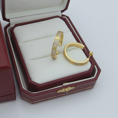 [Luxe Jewelry] LOVE EARRINGS 3.6MM DIAMOND PAVED