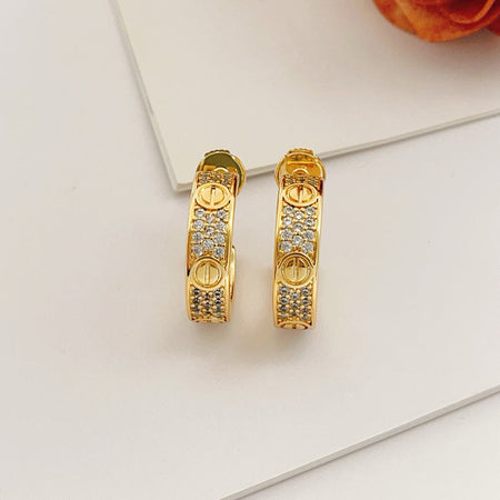 [Luxe Jewelry] LOVE 5.5MM DIAMOND PAVED EARRINGS