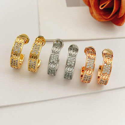 [Luxe Jewelry] LOVE 5.5MM DIAMOND PAVED EARRINGS