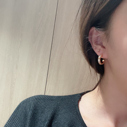 [Luxe Jewelry] LOVE 5.5MM DIAMOND PAVED EARRINGS