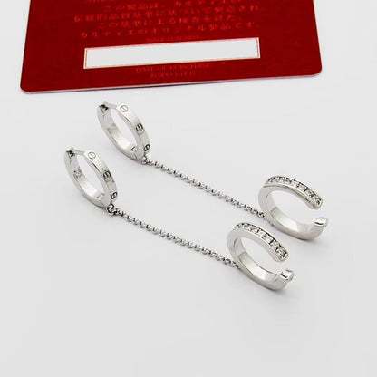[Luxe Jewelry] LOVE 3.0MM HALF DIAMOND EARRINGS