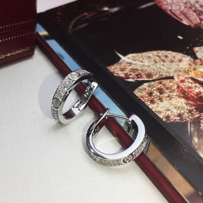 [Luxe Jewelry] LOVE 5.5MM DIAMOND PAVED EARRINGS