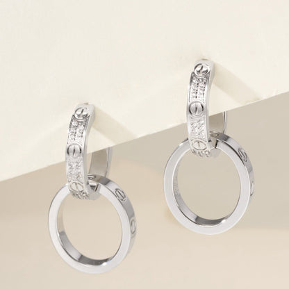 [Luxe Jewelry] LOVE 3.3MM DANGLE HALF DIAMOND EARRINGS