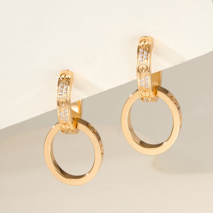 [Luxe Jewelry] LOVE 3.3MM DANGLE HALF DIAMOND EARRINGS