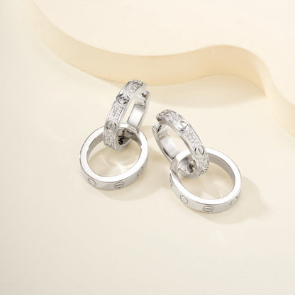 [Luxe Jewelry] LOVE 3.3MM DANGLE HALF DIAMOND EARRINGS