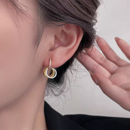 [Luxe Jewelry] TRINITY HALF DIAMOND  EARRINGS