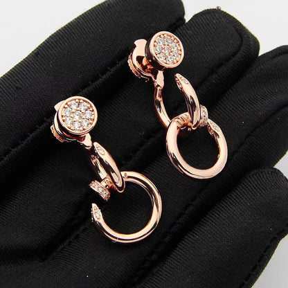[Luxe Jewelry] JUSTE HALF DIAMOND DOUBLE EARRINGS