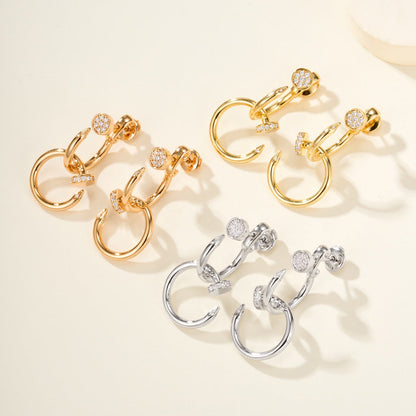 [Luxe Jewelry] JUSTE HALF DIAMOND DOUBLE EARRINGS