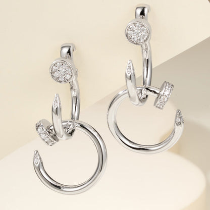 [Luxe Jewelry] JUSTE HALF DIAMOND DOUBLE EARRINGS