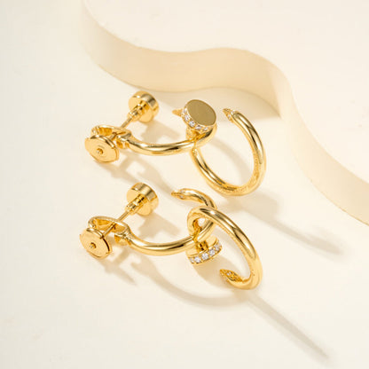 [Luxe Jewelry] JUSTE HALF DIAMOND DOUBLE EARRINGS