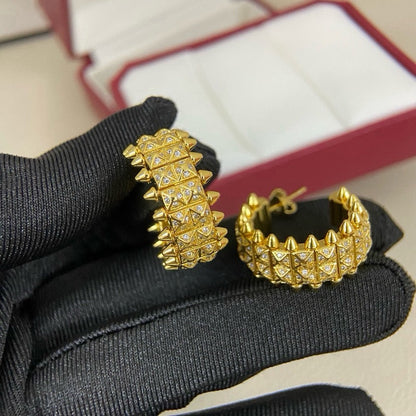 [Luxe Jewelry] CLASH 9.2MM FULL DIAMOND DOUBLE ROW EARRINGS