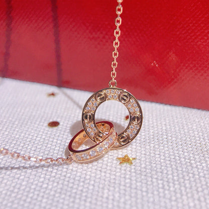 [Luxe Jewelry] LOVE  FULL DIAMOND PENDANT NECKLACE