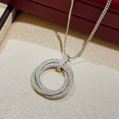 [Luxe Jewelry] TRINITY LARGE FULL DIAMOND  NECKLACE