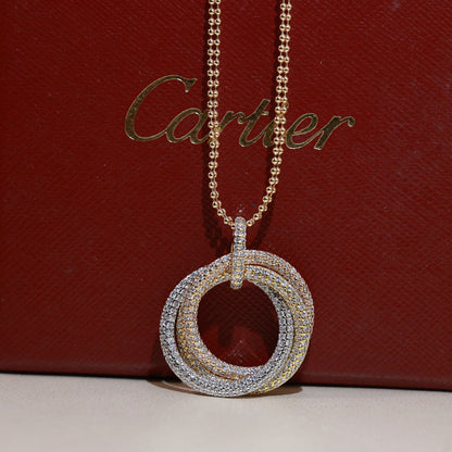 [Luxe Jewelry] TRINITY LARGE FULL DIAMOND  NECKLACE