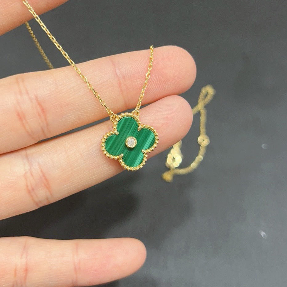 [Luxe]CLOVER 15MM DIAMOND TURQUOISE NECKLACE