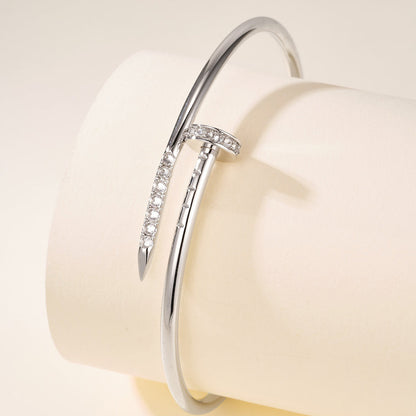 [Luxe Jewelery] JUSTE Diamond & LOVE Diamond-Paved Bracelet Stack Set