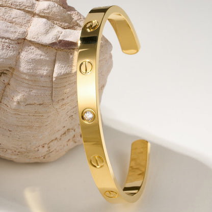 [Luxe Jewelry] LOVE BRACELET 6.1MM 1 DIAMOND OPEN CUFF