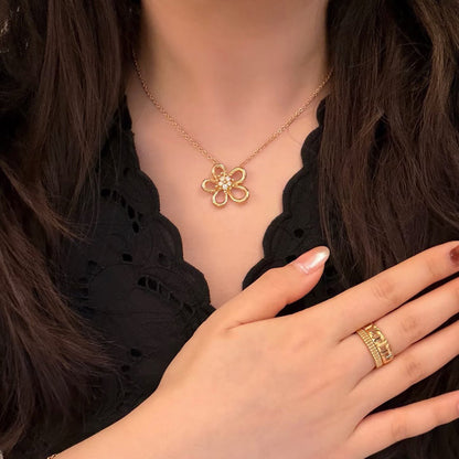 [Luxe Jewelry]FLOWERLACE NECKLACE 5 DIAMONDS