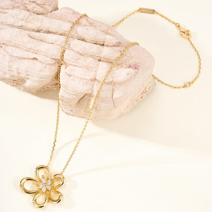 [Luxe Jewelry]FLOWERLACE NECKLACE 5 DIAMONDS
