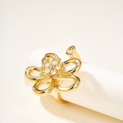 [Luxe Jewelry]  FLOWERLACE OPEN RING 5 DIAMONDS