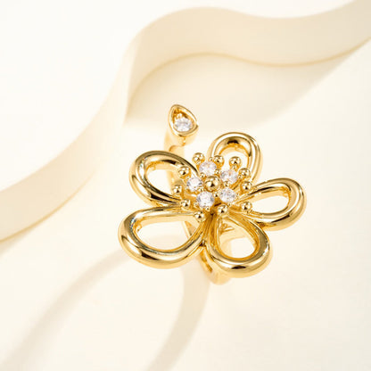 [Luxe Jewelry]  FLOWERLACE OPEN RING 5 DIAMONDS