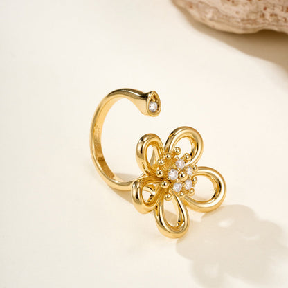 [Luxe Jewelry]  FLOWERLACE OPEN RING 5 DIAMONDS