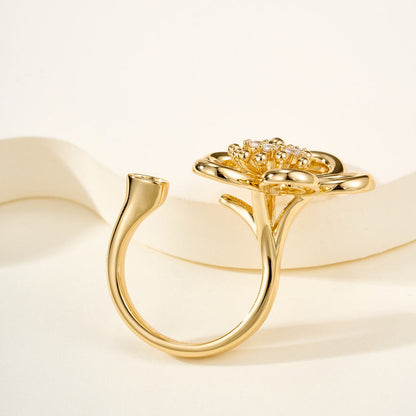 [Luxe Jewelry]  FLOWERLACE OPEN RING 5 DIAMONDS