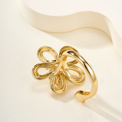 [Luxe Jewelry]  FLOWERLACE OPEN RING 5 DIAMONDS