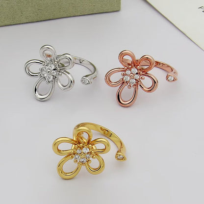 [Luxe Jewelry]  FLOWERLACE OPEN RING 5 DIAMONDS