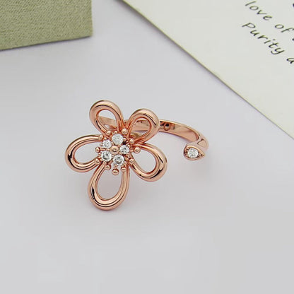 [Luxe Jewelry]  FLOWERLACE OPEN RING 5 DIAMONDS