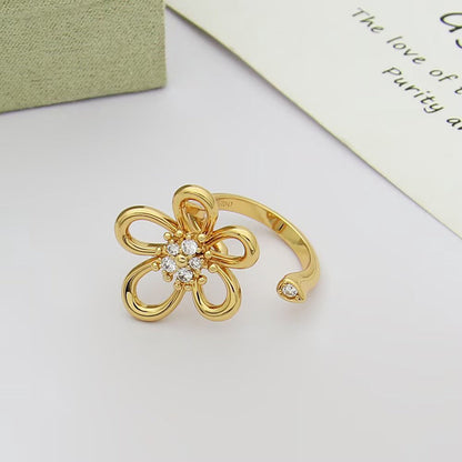 [Luxe Jewelry]  FLOWERLACE OPEN RING 5 DIAMONDS