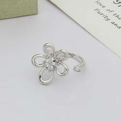 [Luxe Jewelry]  FLOWERLACE OPEN RING 5 DIAMONDS