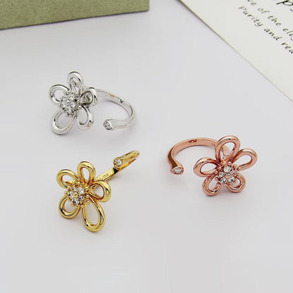 [Luxe Jewelry]  FLOWERLACE OPEN RING 5 DIAMONDS